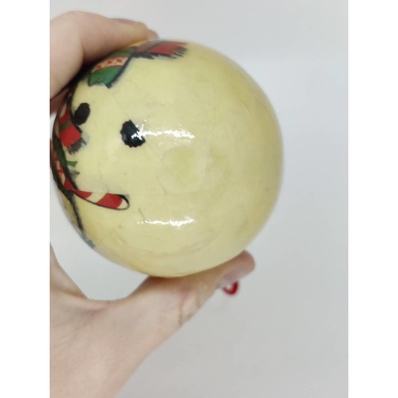 Vintage Snowman Paper Mache Ornament Egg Shaped Old World Decoupage - Picture 5 of 8